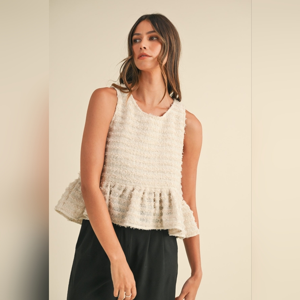 MABLE -AARNA FRAYED BABYDOLL TANK TOP -NWT